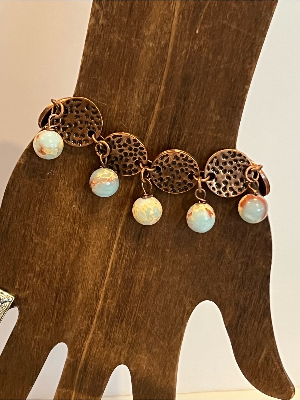 Copper and Gemstone Dangle Bracelet